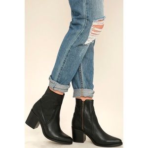 Steve Madden Peaches Black Leather Mid-Calf Boots
